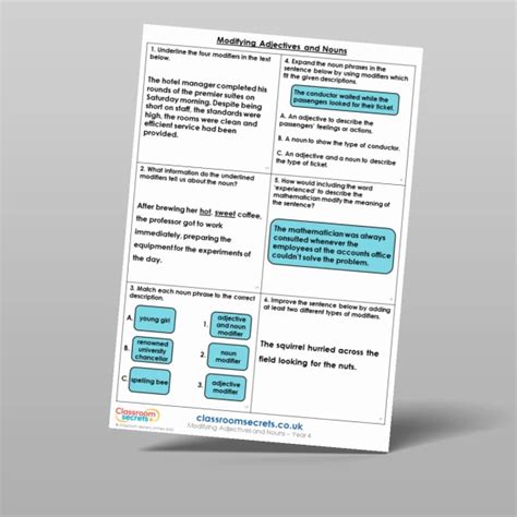 Image result for Modifying Nouns Worksheet