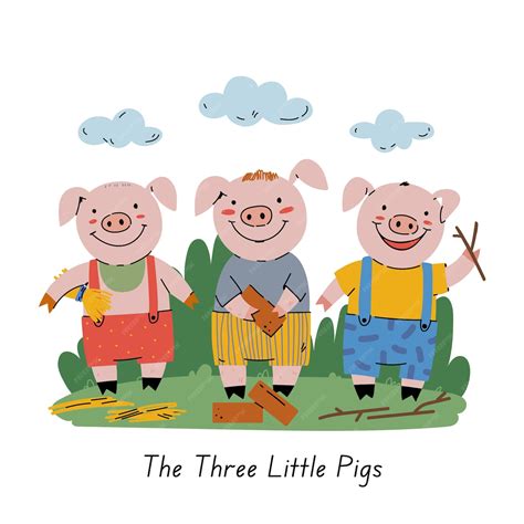 Premium Vector | Hand drawn the three little pigs illustration