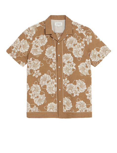 Buy Linen Rich Floral Cuban Collar Shirt at Marks & Spencer
