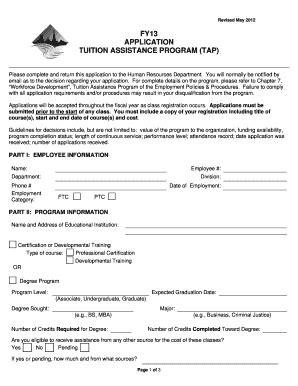 Fillable Online lynchburgva Fy13 bapplicationb tuition assistance ...