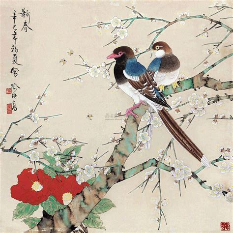 La peinture Hua Niao/Hua Niao painting | 민화, 그림, 파랑새