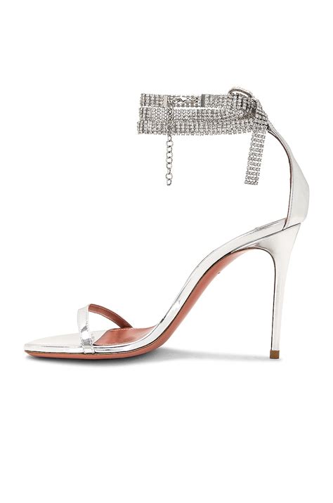 AMINA MUADDI Giorgia Crystal Sandal in Mirror Silver & White | FWRD