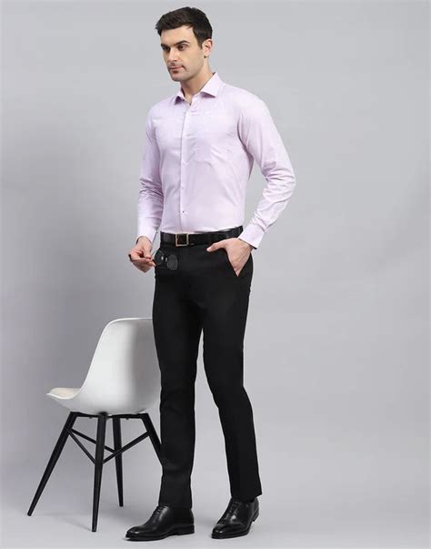Men Purple Solid Spread Collar Full Sleeve Shirt – Florapeach