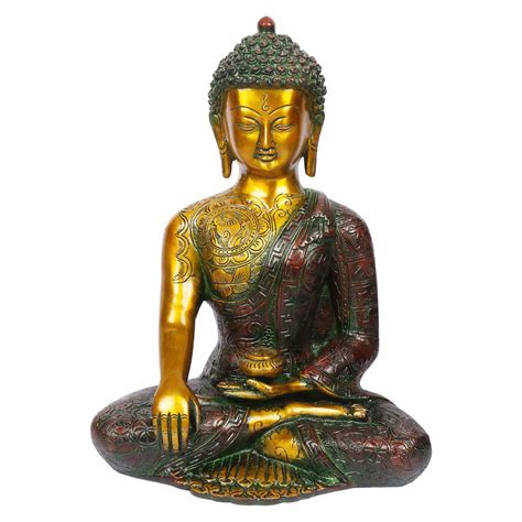 Kartique Brass Gautam Buddha Bhumi Sparsha Sculpture Idols for Home ...