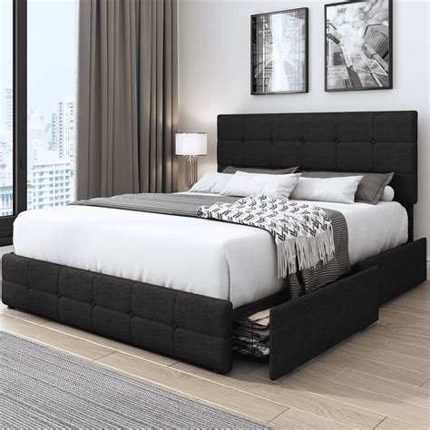 Black Bed Frame With Headboard