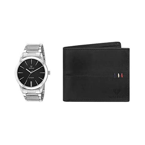 Buy Walrus Men Combo Pack of Black Watch & Black Leather Wallet at ...