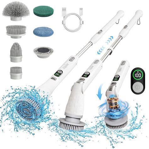 Amazon.com: Electric Bathroom Scrubber with Long Handle, Electric Spin ...