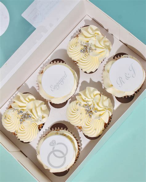 Engagement Cupcakes | Elegant Custom Cupcakes for Couples | Amys Bakehouse
