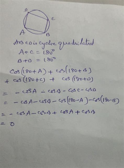 Find the value of cos(180+a)+ cos(180+b)+cos(180+c)+cos(180+d) where a ...