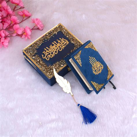 Blue Stones Mini Tilawat-e-Quran | Velvet Quran | Islamic gifts ...