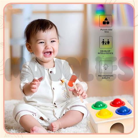 Wooden Hammer Ball Pounding Toy – Montessori Push & Knock Game for ...