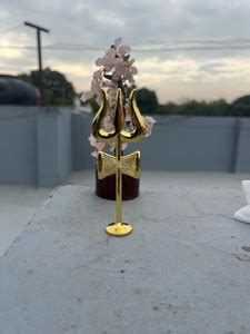 Gupangam Lord Shiva Brass Damru trishul on Stand for Pooja Room ...