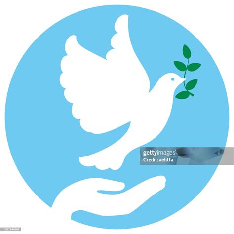 A Hand With Dove Of Peace Holding An Olive Branch Peace Symbol High-Res Vector Graphic - Getty ...