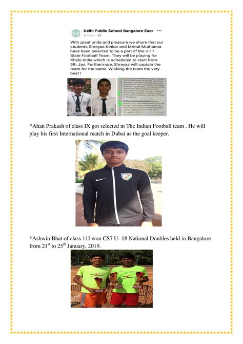 Sports Newsletter – January 2019 – DPS BANGALORE