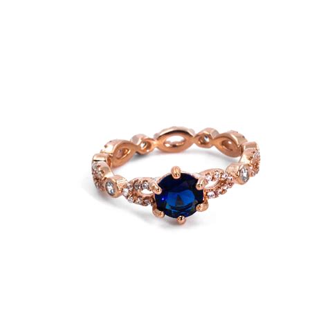 Rose Gold With Blue Solitaire Ring – Taara Silver