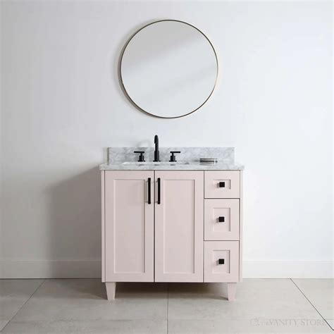 Bridgeport 36" Champagne Pink Bathroom Vanity, Left Sink - Teodor ...