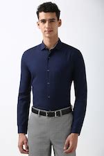 Buy Men Navy Slim Fit Full Sleeves Formal Shirt Online - 39703963 ...