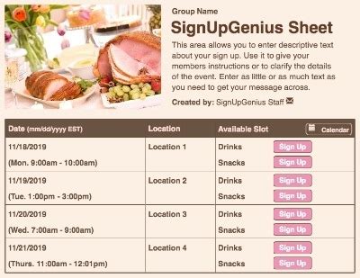 Image result for SignUpGenius Types of Sign UPS