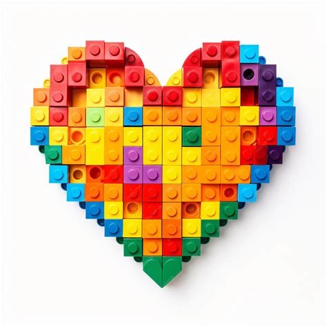 Premium Photo | Colorful heart from Lego block isolated on white background