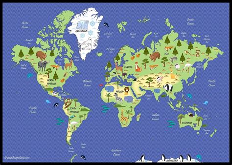 World Map for Kids – Map of the World for Kids [PDF] – World Map Blank