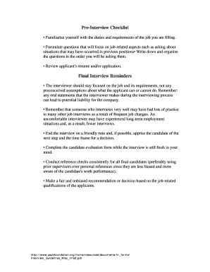 Fillable Online Pre-Interview Checklist Fax Email Print - pdfFiller