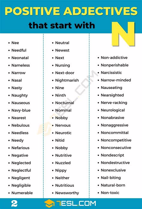 135+ Positive Adjectives that Start with N in English Words To Describe ...