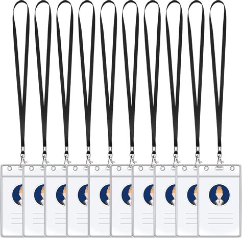 Buy 10 Packs Clear Name Badge Holders with Lanyard Resealable Zip ...