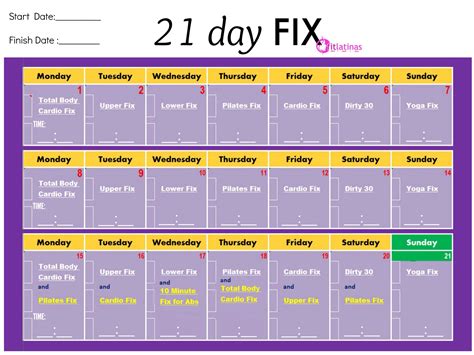 Printable 21 Day Fix Calendar - Preschool Calendar Printable