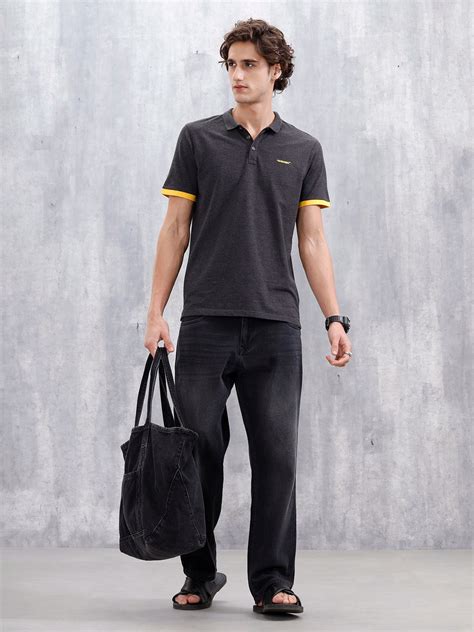 Regular Fit Polo T-Shirt With Contrast Trim Details | Dark Grey – Wrogn
