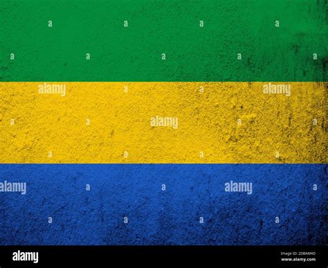 National flag of Gabon (Gabonese Republic). Grunge background Stock ...