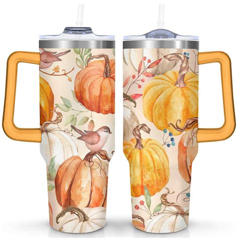 40oz Fall Tumbler with Straw - BPA-Free Insulated Travel Mug for Thanksgiving & Harvest ...