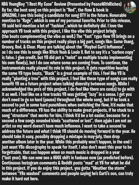 NBA YoungBoy “I Rest My Case” Review & Thoughts : r/NBAYoungboy