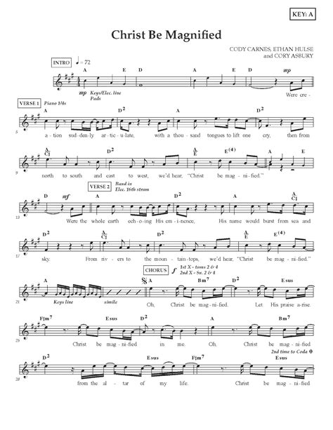 Cody Carnes Christ Be Magnified Sheet Music Digital Download, Christian ...