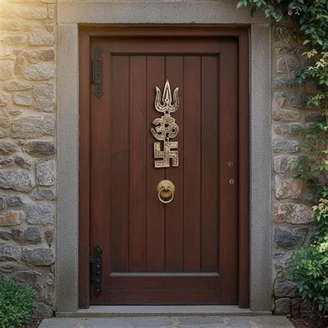 Buy PRIGMA Trishul-Om-Swastik for Home/Office Door Entrance - Brass Om ...