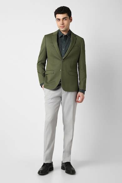 Buy Men Olive Textured Formal Blazer Online - 40093179 | Peter England
