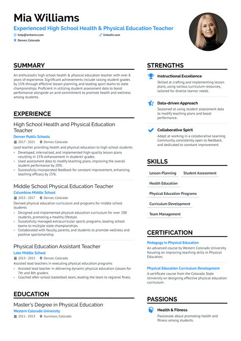 19 Physical Education Teacher Resume Examples & Guide for 2025