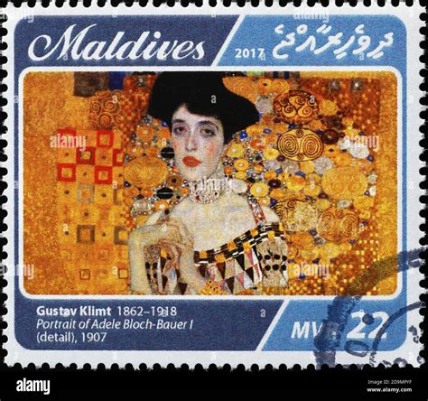Detail of Adele Bloch-Bauer by Gustav Klimt on stamp Stock Photo - Alamy