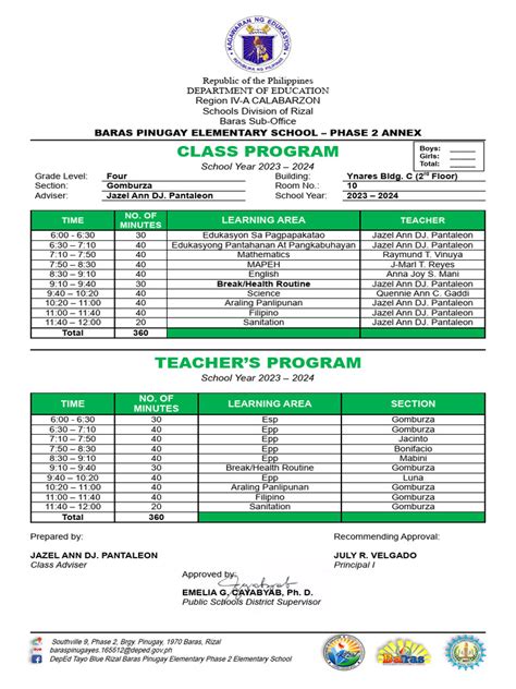 Image result for Grade 4 Class Program