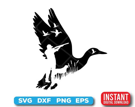 Duck Hunting Silhouette SVG: Hunter With Dog Cut File (digital Download ...