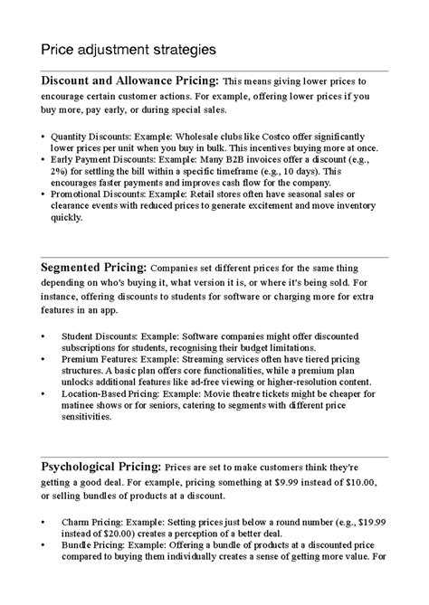 MM - Summary Marketing Management - Price adjustment strategies ...