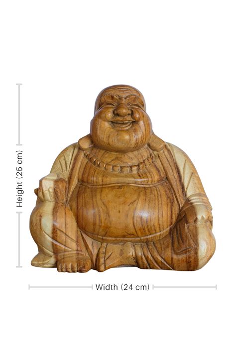 Hand Carved Wooden Lucky Buddha Statue – Decorcorner
