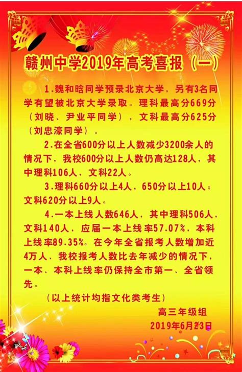 赣州各高中2023年高考成绩喜报及数据分析