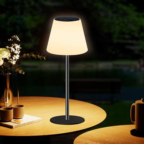 Dansny Solar Table Lamp Rechargeable Outdoor Solar Lamps with Light ...