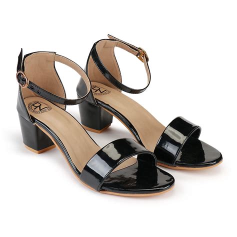 DEEANNE LONDON Women's Black Single Strap Block Heels (36)… : Amazon.in