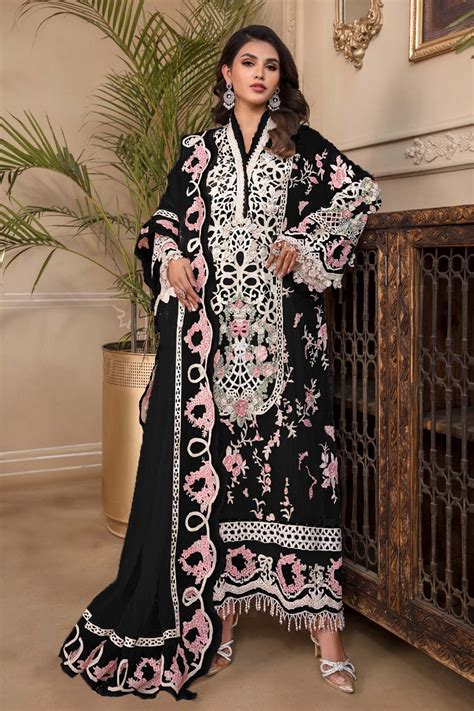 Black_Color_Pakistani_Salwar_Kameez_With_Heavy_Embroidery_Frill_Work ...