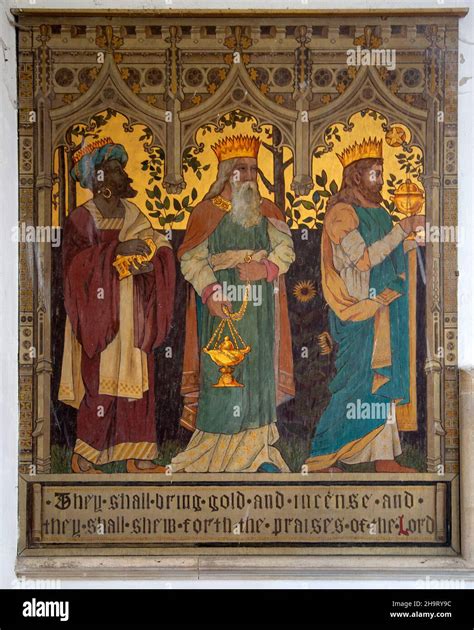 Mural painting Three Magi by Powell and Sons, 1881, Brettenham church ...