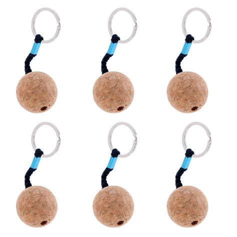 FLAWISH (Pack of 6) Lightweight 35mm Floating Cork Keyring, Floatable ...