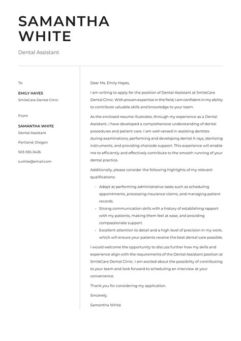 Dental Assistant Cover Letter Template 60+ Cover Letter Examples In