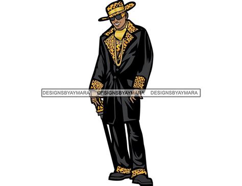 Buy Black Man Gold Chains Gangster Style Pimp Streets Leopard Print Hat ...
