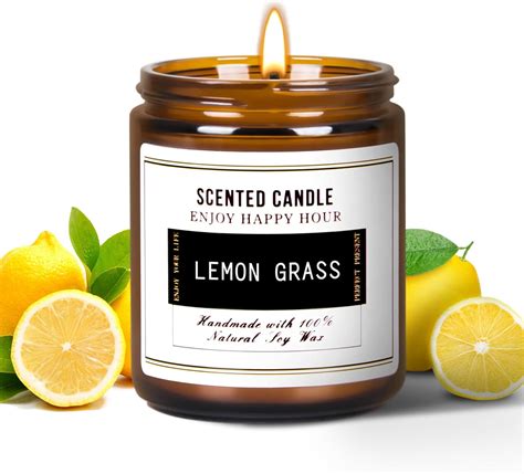 Amazon.com: Takytao Premium Lemon Grass Scented Candles - Soy Wax ...